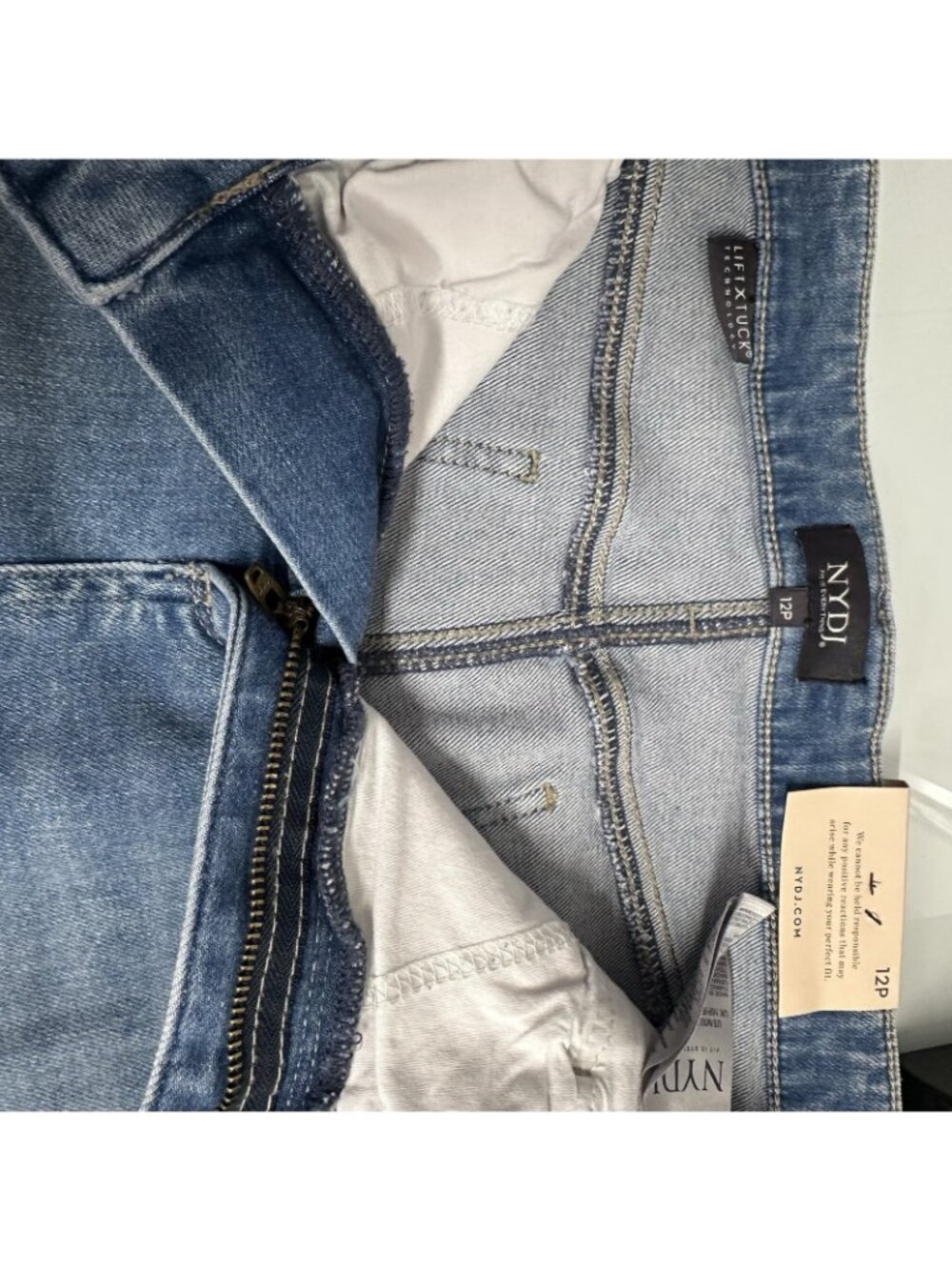 NYDJ Women's Size 12P Quinta 5 Pocket Stretch Denim Jean Skirt Just Above Knee - Picture 6 of 9